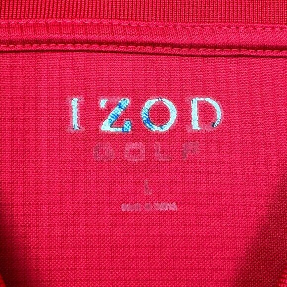 IZOD Golf Polo Shirt Red Collared Cotton Polyester Blend Men’s Size Large - Picture 4 of 8